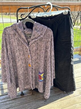 Bouclé Button Cardigan with Decorative Patch